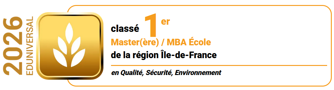Formation qualité sécurité environnement TASQ-OM classée 1ère Master MBA École en Île-de-France par Eduniversal 2026