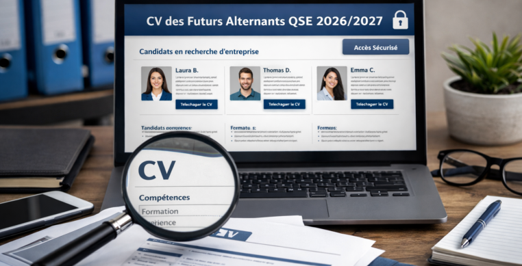 Espace recruteur sécurisé pour consulter les CV des futurs alternants QSE 2026 2027 de TASQ-OM